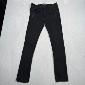 Arketype Mens Slim Fit Distressed Ripped Denim Jeans Black Size 34x34‎